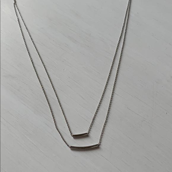 Necklace.  Silver double bar - Picture 2 of 4